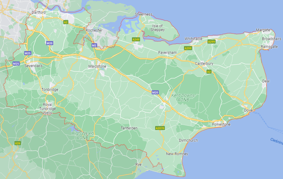 map of external plastering services Kent